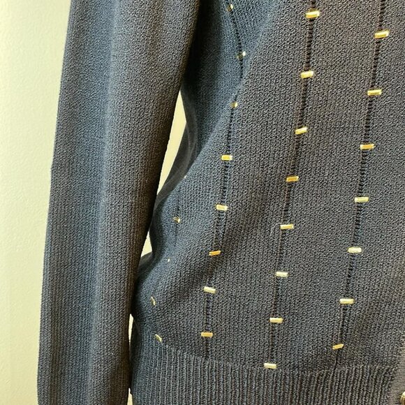 St John Sport Discreet Flaws Cardigan Gold Tone Beading SZ "P" See Photos - Picture 6 of 12